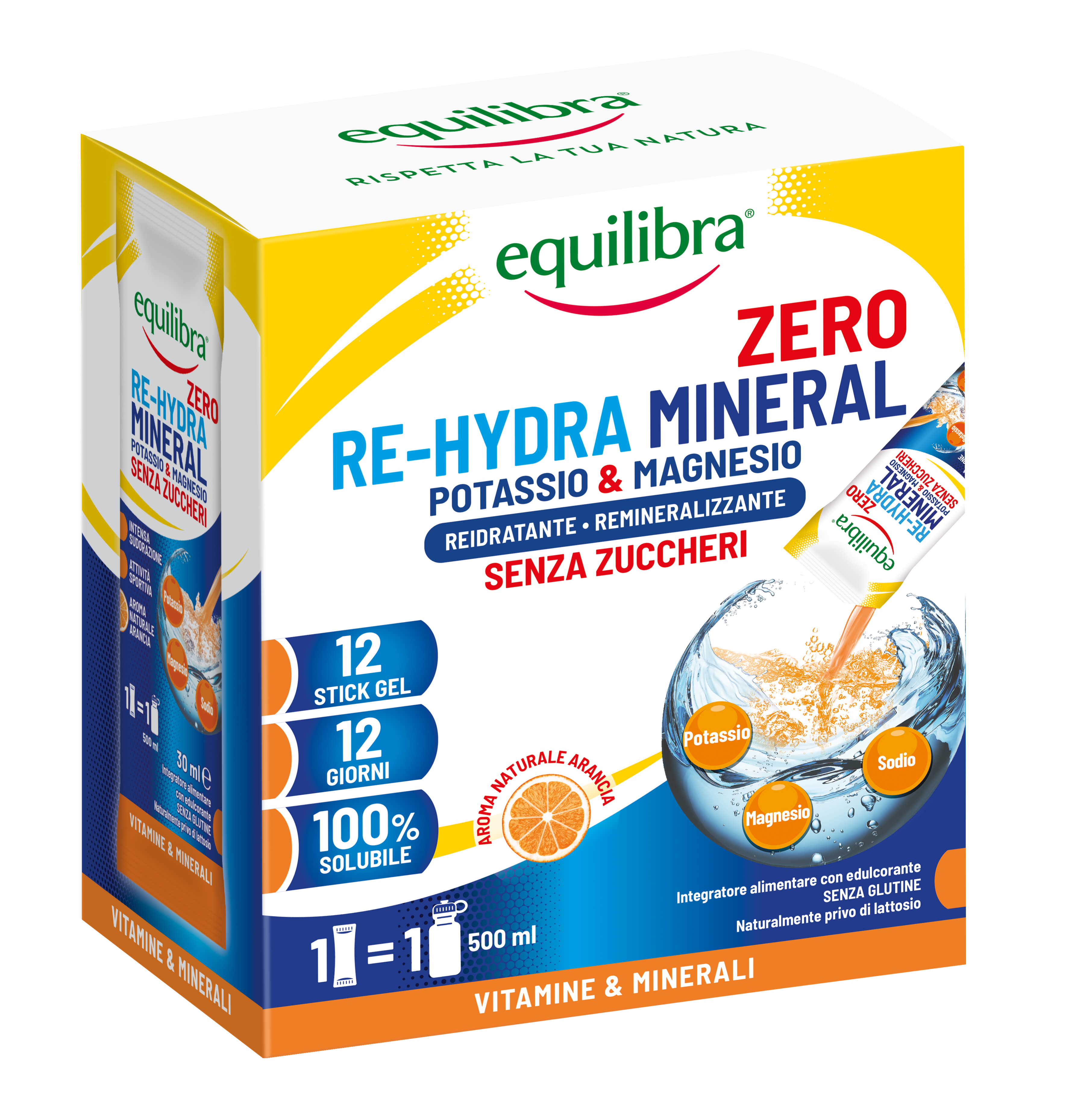 Potassio & Magnesio Re-Hydra Mineral ZERO in stick per il reintegro dei sali minerali